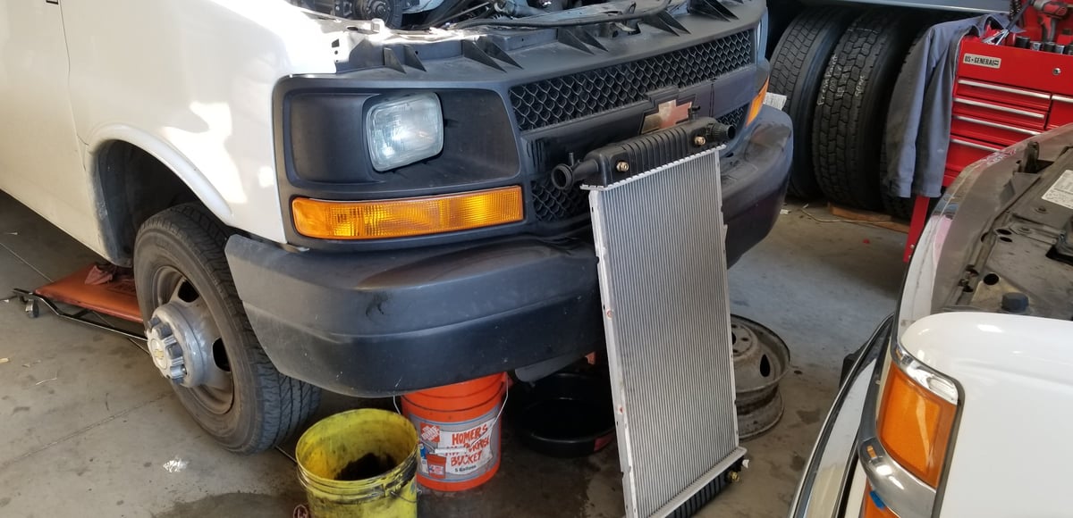 a van getting a new radiator